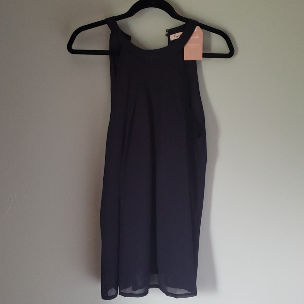 Black halter tank XL